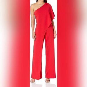 Adrianna Papell Red One Shoulder Dress